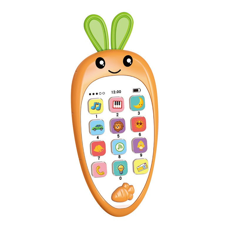 Jucarie Interactiva, Klevo, Telefon Inteligent, Model Morcov, Functii Educative, Muzicale si Voce, 4-6 ani, 19 x 11.5 cm, din Plastic, Portocaliu