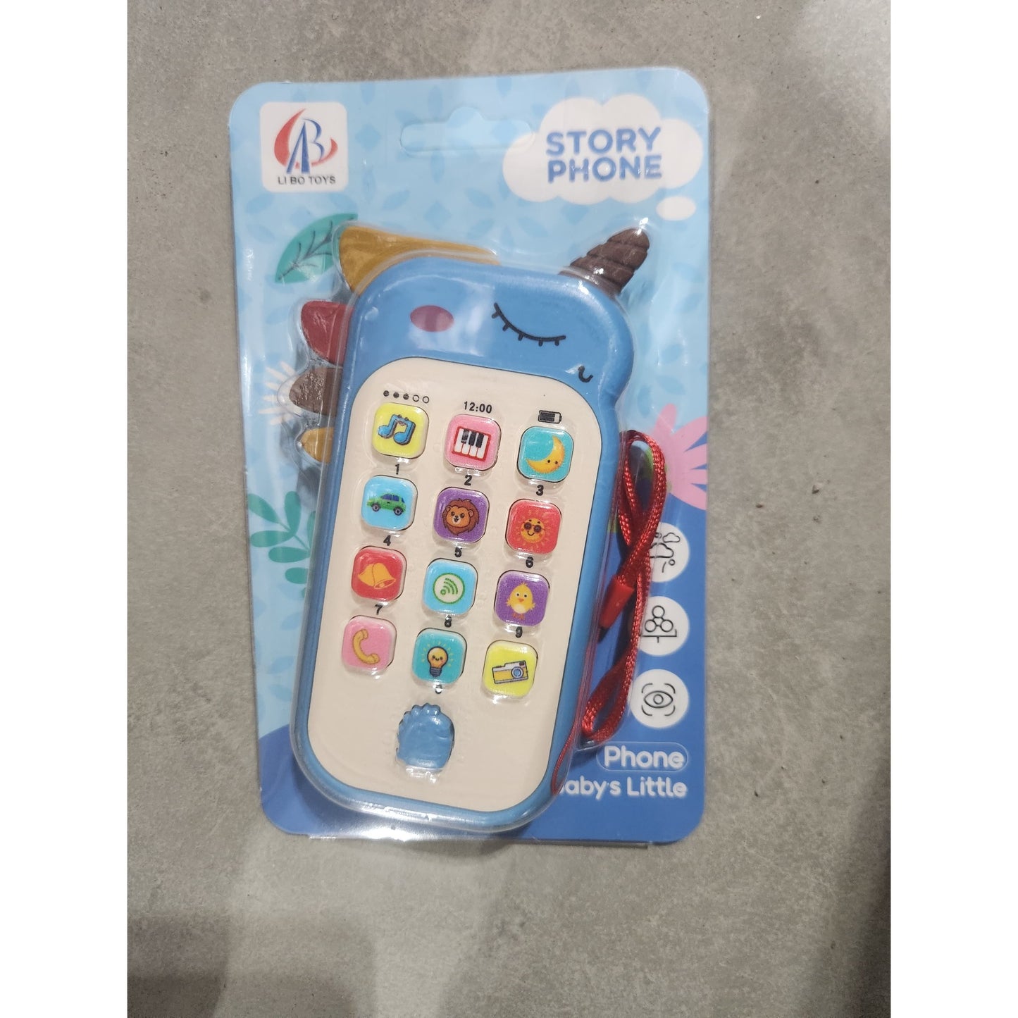 Jucarie Interactiva, Klevo, Telefon Inteligent, Model Unicorn, Functii Educative, Muzicale si Voce, 4-6 ani, 19 x 11.5 cm, din Plastic, Albastru