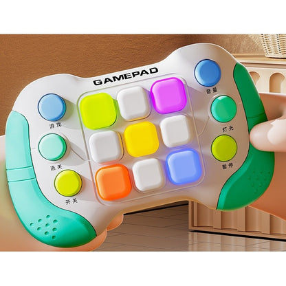 Jucarie Interactiva Klevo, Tip Consola Pop It, 6 butoane functionale, 5 Moduri de Joc, 600 Niveluri, + 3 ani, Verde/Gri