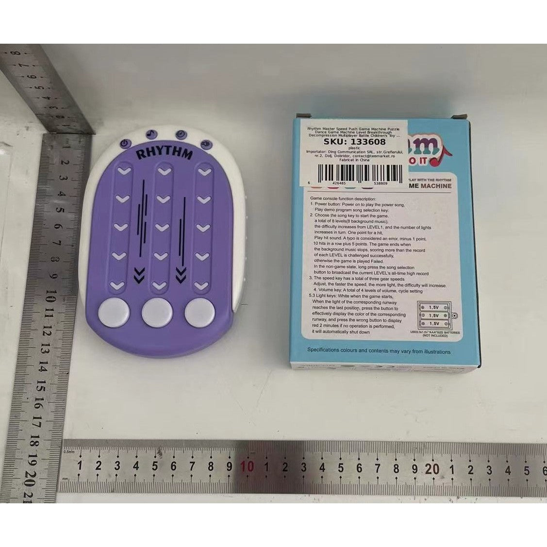 Jucarie Interactiva, Klevo, Tip Jocuri Ritmice, +3 Ani, din ABS, 8 Niveluri de Joc, 9.5 x 2.5 x 13.6 cm, Mov