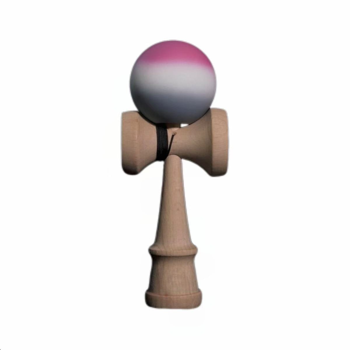 Kendama X Originala, Profesionala, Klevo, din Lemn, Rubber Grip, 18 cm, Roz/Alb/Gri