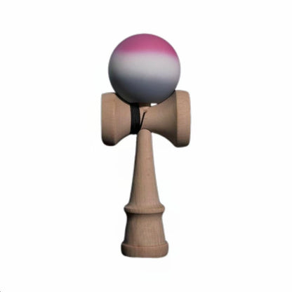 Kendama X Originala, Profesionala, Klevo, din Lemn, Rubber Grip, 18 cm, Roz/Alb/Gri