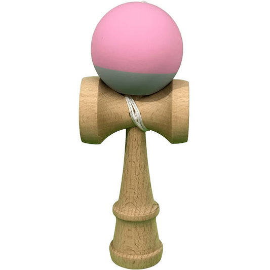 Kendama X Originala, Profesionala, Klevo, din Lemn, 18 cm, Rubber Grip, Roz/Gri