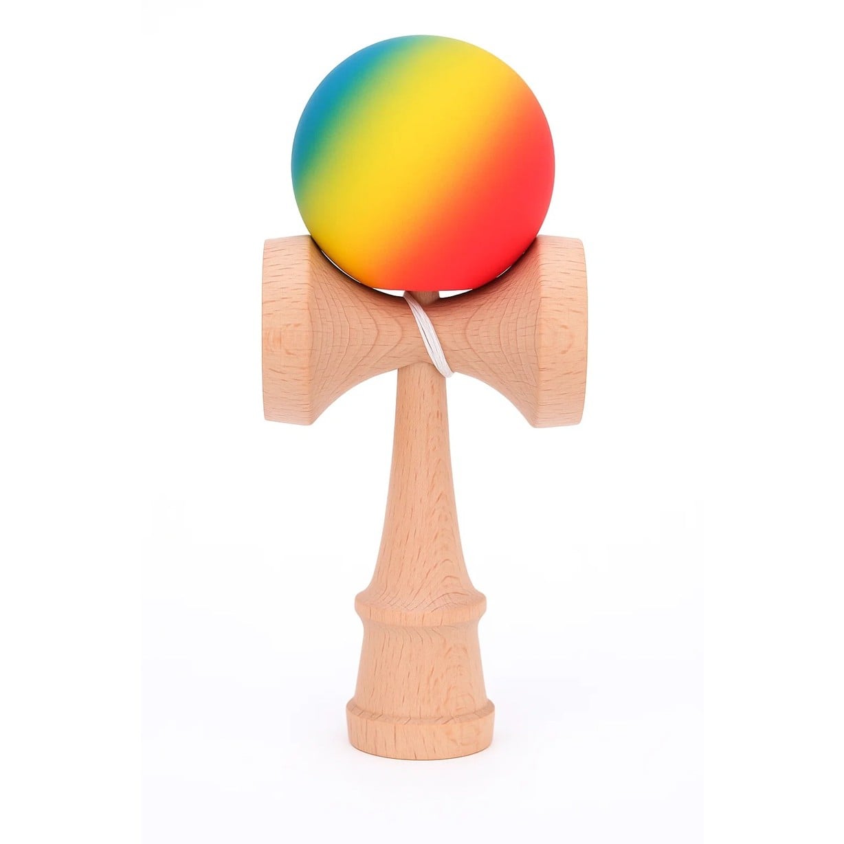 Kendama X Originala, Profesionala, Klevo, din Lemn, Rubber Grip, 18 cm, Rosu/Galben/Albastru
