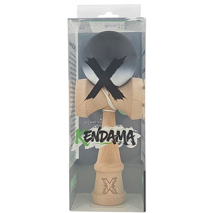 Kendama X Originala, Profesionala, Klevo, din Lemn, Rubber Grip, 18 cm, Alb/Negru