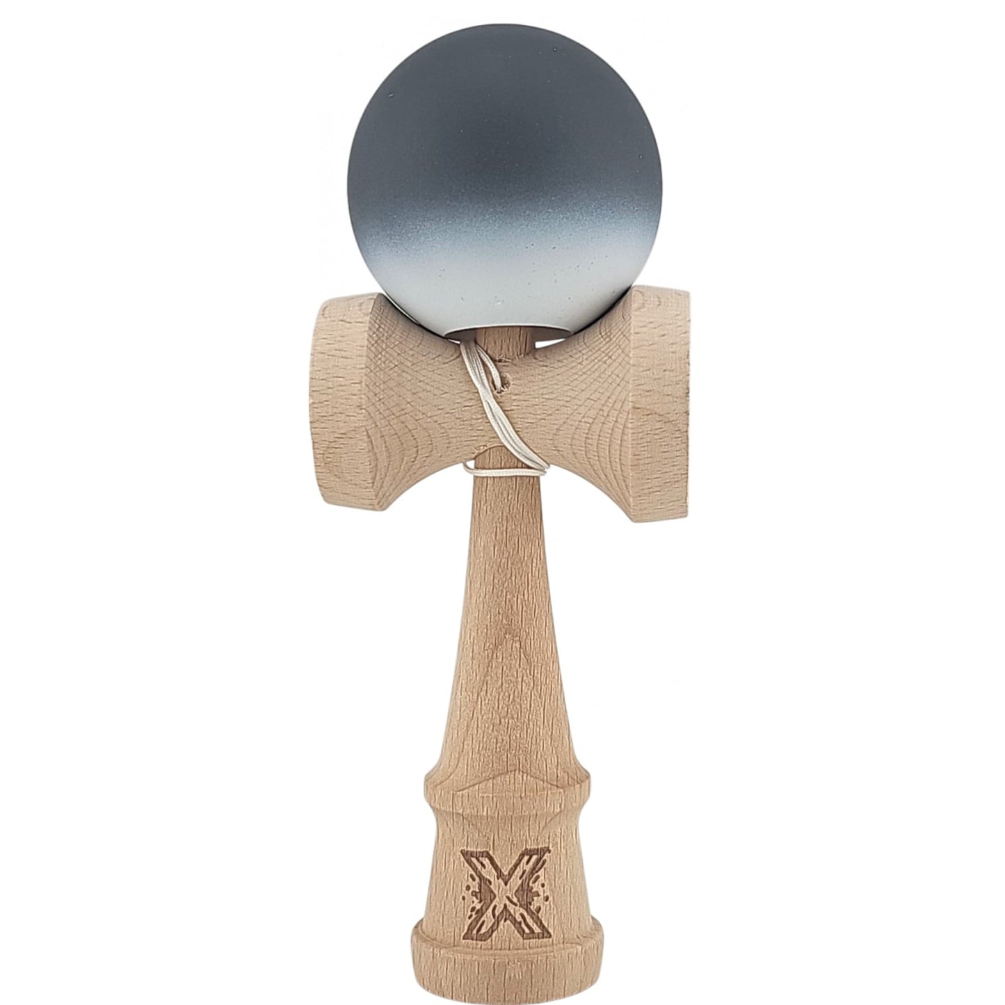 Kendama X Originala, Profesionala, Klevo, din Lemn, Rubber Grip, 18 cm, Alb/Negru