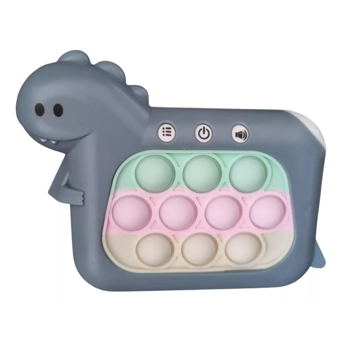 Jucarie Interactiva Pop It Whack A Mole, Klevo, Tip Consola, Anti-Stres, 4 Moduri de Joc, din ABS si Silicon, +3 Ani, Model Dinozaur, Verde Inchis