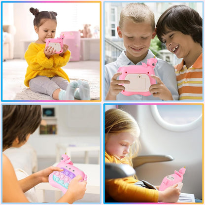 Jucarie Interactiva Pop It Whack A Mole, Klevo, Tip Consola, Anti-Stres, 4 Moduri de Joc, din ABS si Silicon, +3 Ani, Model Unicorn, Mov