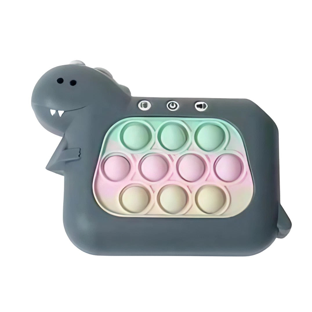 Jucarie Interactiva Pop It Whack A Mole, Klevo, Tip Consola, Anti-Stres, 4 Moduri de Joc, din ABS si Silicon, +3 Ani, Model Dinozaur, Verde Inchis