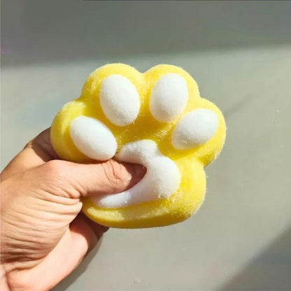 Jucarie Interactiva Squishy, Klevo, Model Cat Paw, Squeeze Pinch Family, Revenire Lenta, din TPR, +3 Ani, 7.5 cm, Textura Puf, Galben