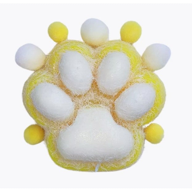 Jucarie Interactiva Squishy, Klevo, Model Cat Paw, Squeeze Pinch Family, Revenire Lenta, din TPR, +3 Ani, 7.5 cm, Textura Puf, Galben
