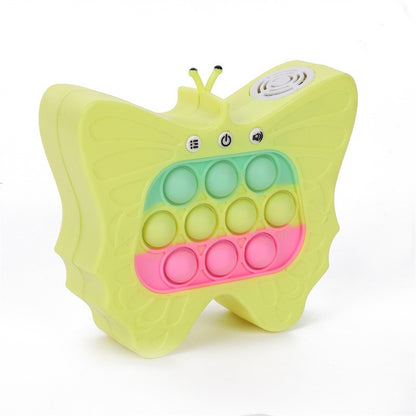 Jucarie Interactiva Tip Consola pentru Copii, Klevo, Diferite Moduri de Joc, 120 Nivele, Material ABS/silicon, cu Nivele, Sunete si Lumini, 12 x 5.5 x 13.5 cm cm, Model Fluture, Galben