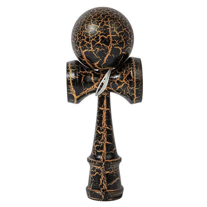 Kendama X Originala, Profesionala, Klevo, Cracked, din Lemn, 18 cm, Negru/Auriu