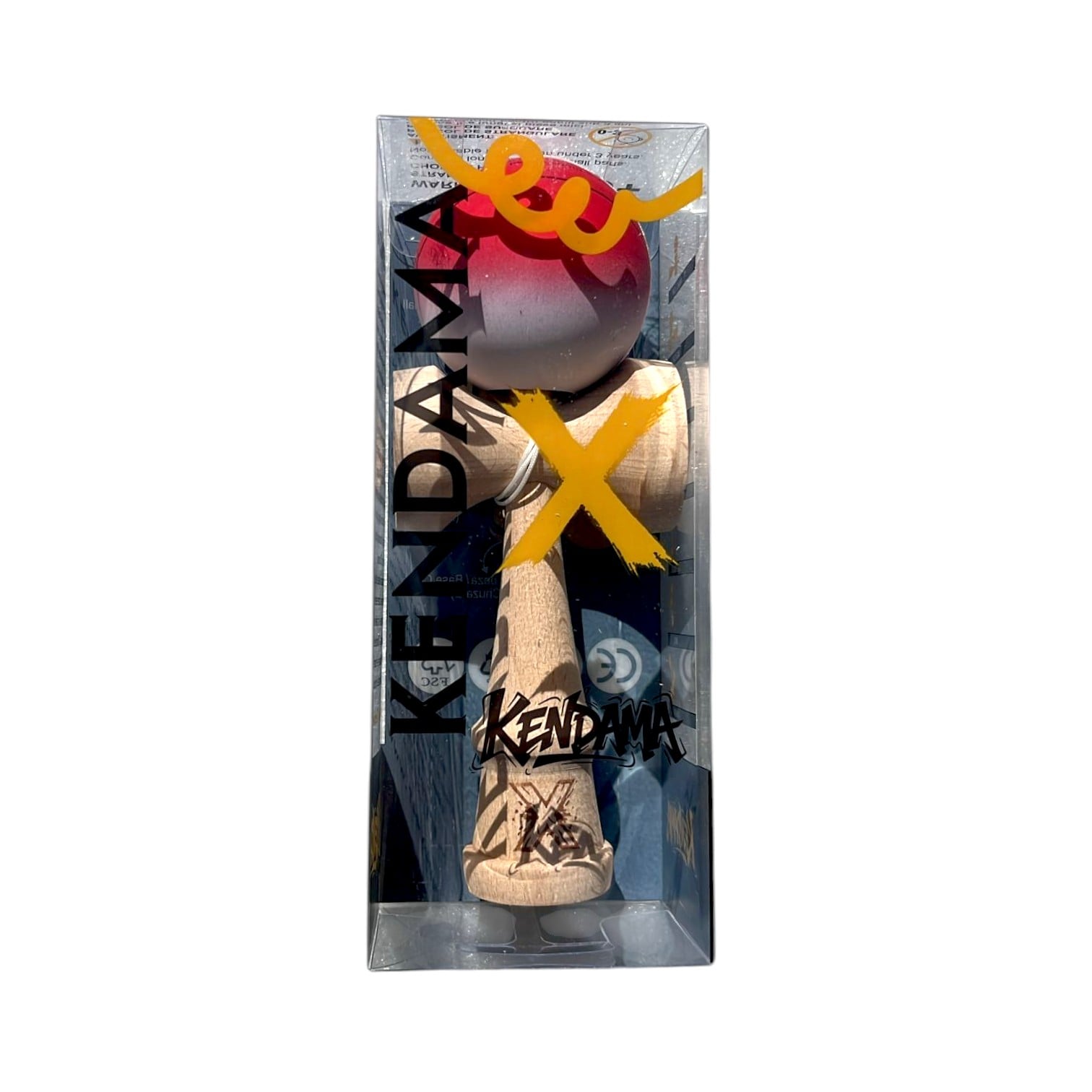Kendama X Originala, Profesionala, Klevo, din Lemn, Rubber Grip, 18 cm, Rosu/Alb