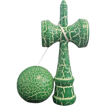 Kendama X Originala, Profesionala, Klevo, Kendama Cracked, din Lemn, 18 cm, Verde Alb