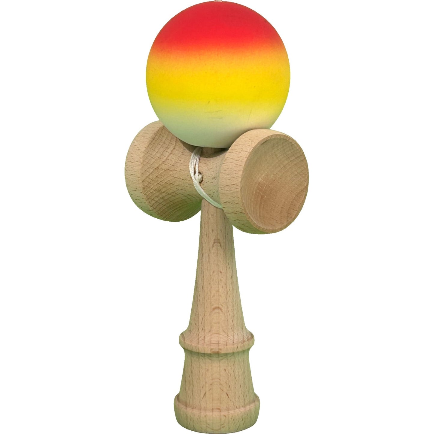 Kendama X Originala, Profesionala, Klevo, din Lemn, Rubber Grip, 18 cm, Gradient Portocaliu/Galben/Alb