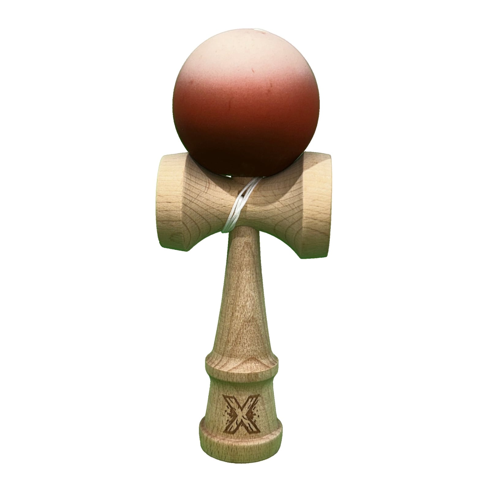 Kendama X Originala, Profesionala, Klevo, din Lemn, Rubber Grip, 18 cm, Maro/Bej/Roz