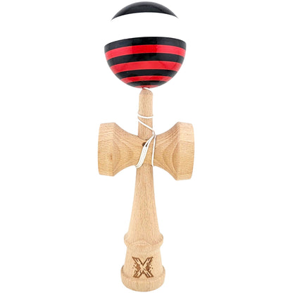 Kendama X Originala, Profesionala, Klevo, din Lemn, Super Sticky, 18 cm, Rosu/Negru/Alb