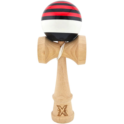 Kendama X Originala, Profesionala, Klevo, din Lemn, Super Sticky, 18 cm, Rosu/Negru/Alb