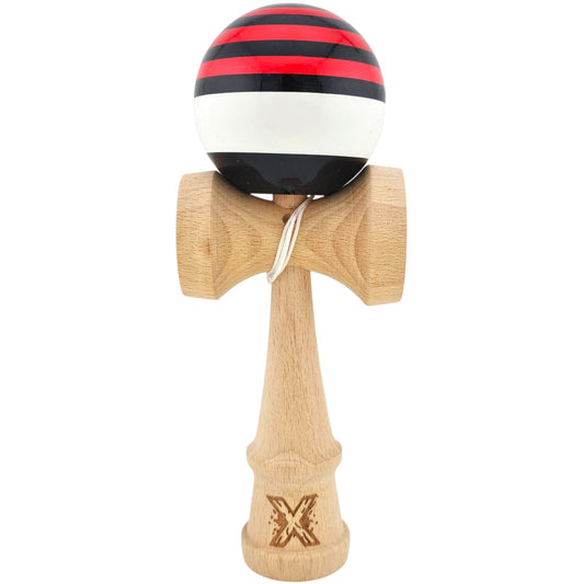 Kendama X Originala, Profesionala, Klevo, din Lemn, Super Sticky, 18 cm, Rosu/Negru/Alb