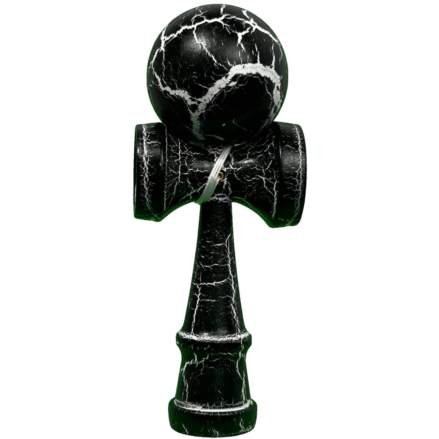 Kendama X Originala, Profesionala, Klevo, Cracked, din Lemn, 18 cm, Negru Alb