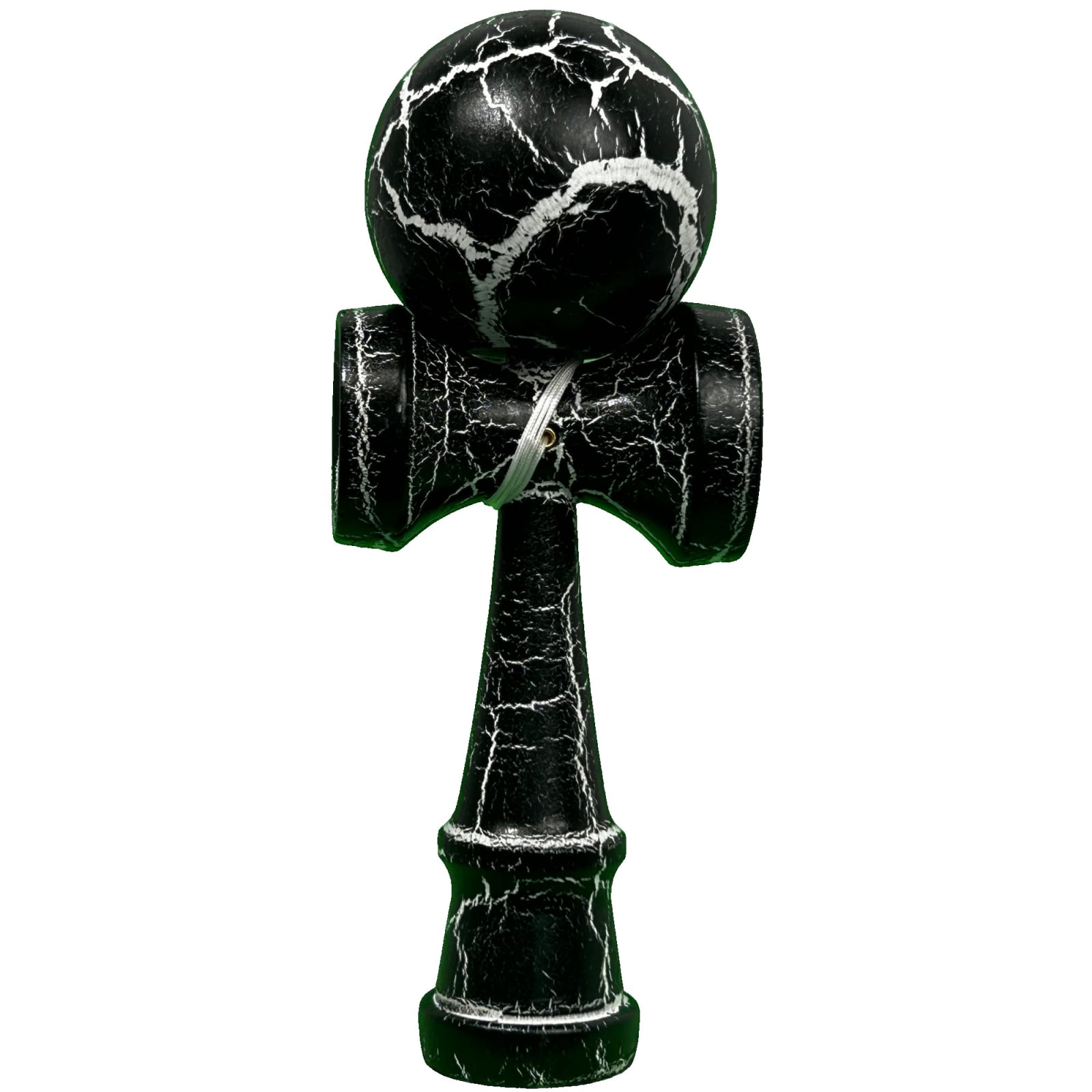 Kendama X Originala, Profesionala, Klevo, Cracked, din Lemn, 18 cm, Negru Alb