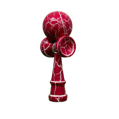 Kendama X Originala, Profesionala, Klevo, Cracked, din Lemn, 18 cm, Roz Aprins/Alb