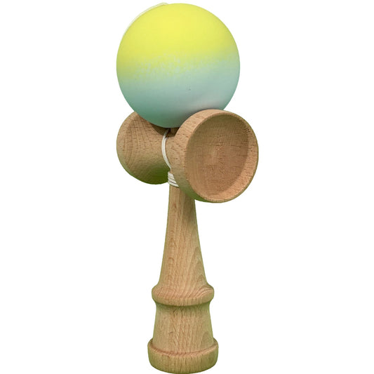 Kendama X Originala, Profesionala, Klevo, din Lemn, Rubber Grip, 18 cm, Galben Verde