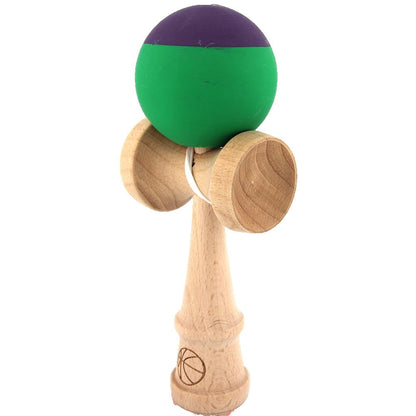 Kendama X Originala, Profesionala, Klevo, din Lemn, Rubber Grip, 18 cm, Verde/Mov