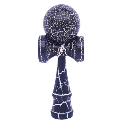 Kendama X Originala, Profesionala, Klevo, Kendama Cracked, din Lemn – 18 cm, Crack Albastru inchis/Gri