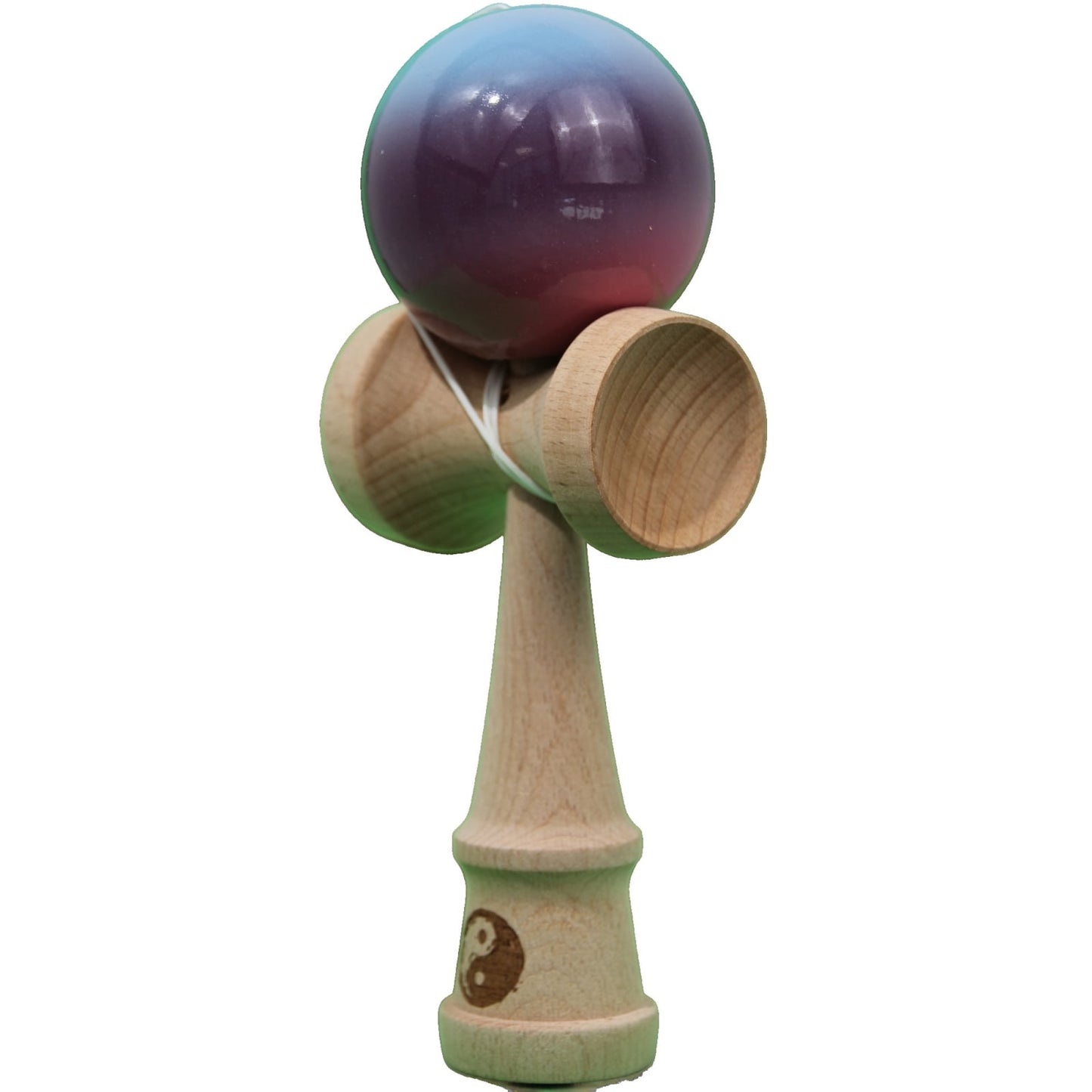 Kendama X Originala, Profesionala, Klevo, Super Sticky, din Lemn, 18 cm, Albastru Deschis/Mov/Roz
