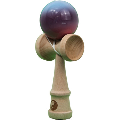 Kendama X Originala, Profesionala, Klevo, Super Sticky, din Lemn, 18 cm, Albastru Deschis/Mov/Roz