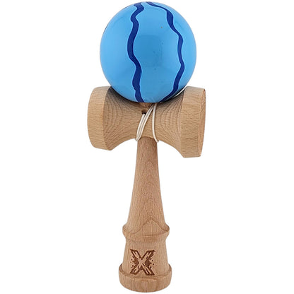 Kendama X Originala, Profesionala, Klevo, din Lemn, Super Sticky, 18 cm, Albastru