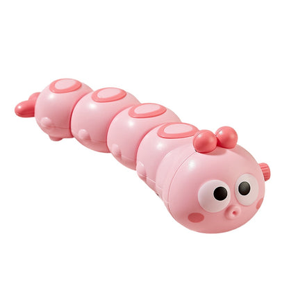 Jucarie mecanica pentru copii Klevo, omida haioasa, material ABS, cu cheita, distractiva, se taraste, se misca, 15 x 4 cm, roz