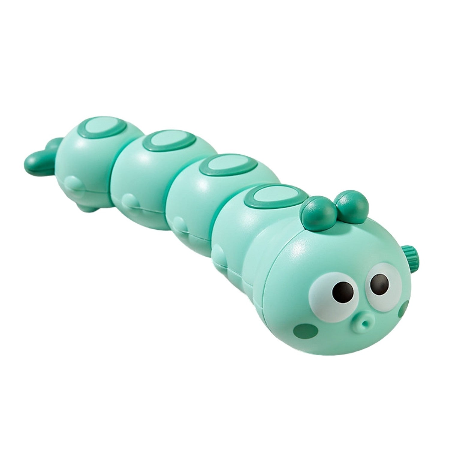 Jucarie mecanica pentru copii Klevo, omida haioasa, cu cheita, distractiva, se taraste, se misca, 15 x 4 cm, verde