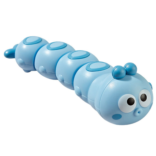 Jucarie mecanica pentru copii Klevo, omida haioasa, material ABS, cu cheita, distractiva, se taraste, se misca, 15 x 4 cm, albastru