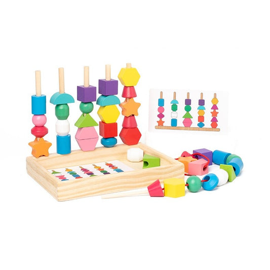 Jucarie Montessori de Sortat, Klevo, din Lemn, Forme Geometrice,+3 Ani, 25 de Piese, 21.5 x 16 x 3 cm, Multicolor