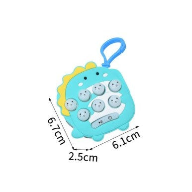 Jucarie pentru copii portabila Klevo, joc Gopher, cu lumini si muzica, tip breloc, model dinozaur, material silicon si ABS, albastru
