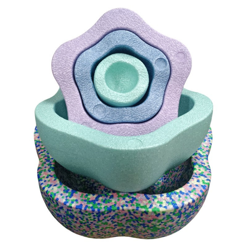 Jucarie Senzoriala de Echilibru, Klevo, Tip Stepping Stones, 5 Piese, din Spuma, pentru Miscare, Sarituri, Prindere, Diametru 28 cm, Model 3, Multicolor