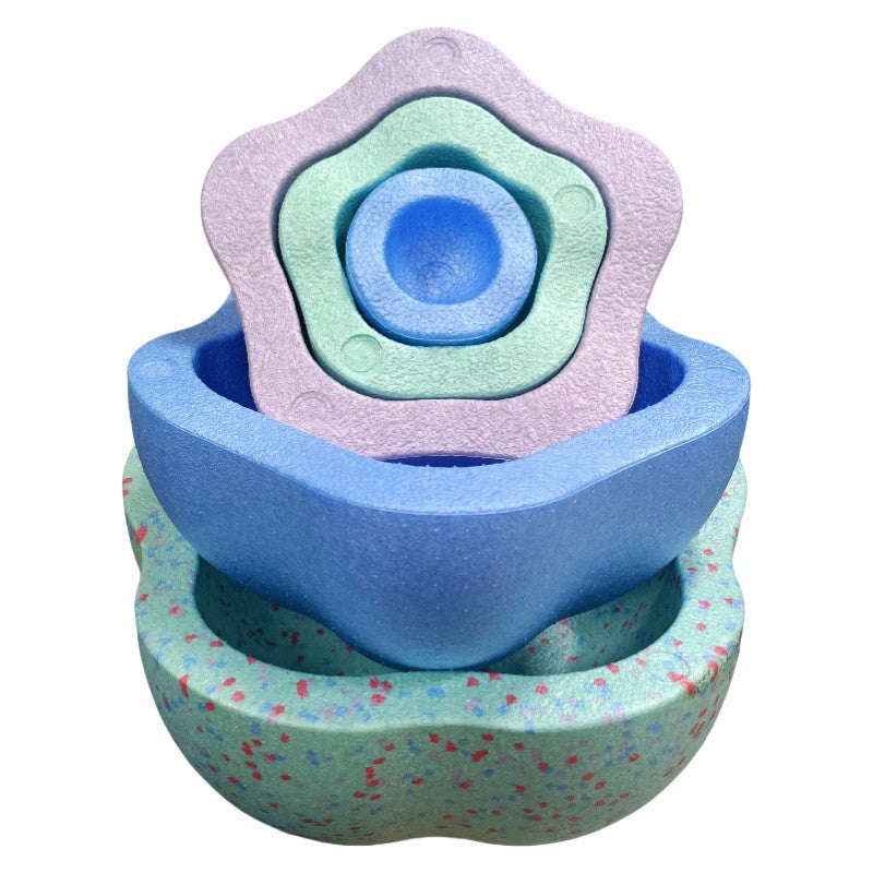 Jucarie Senzoriala de Echilibru, Klevo, Tip Stepping Stones, 5 Piese, din Spuma, pentru Miscare, Sarituri, Prindere, Diametru 28 cm, Model 4, Multicolor