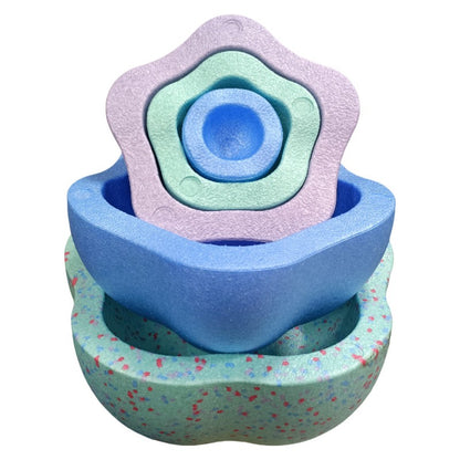Jucarie Senzoriala de Echilibru, Klevo, Tip Stepping Stones, 5 Piese, din Spuma, pentru Miscare, Sarituri, Prindere, Diametru 28 cm, Model 4, Multicolor