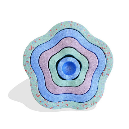 Jucarie Senzoriala de Echilibru, Klevo, Tip Stepping Stones, 5 Piese, din Spuma, pentru Miscare, Sarituri, Prindere, Diametru 28 cm, Model 4, Multicolor