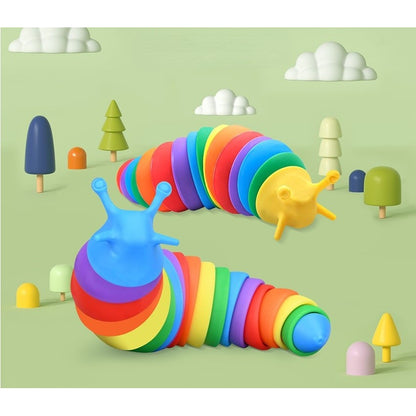 Jucarie senzoriala pentru copii, Klevo, melc, cu articulatii si lumini, 19 cm, multicolor
