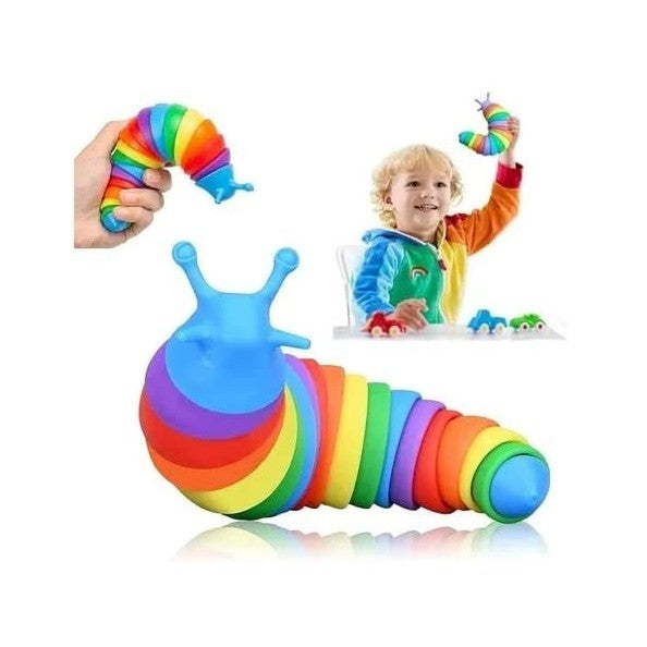 Jucarie Senzoriala pentru Copii, Klevo, Model Melc, cu Articulatii, 19 cm, Multicolor