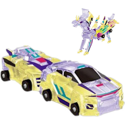 Jucarie Transformabila 2in1, Klevo, Crystal Wing Flying Dragon, Masina/Dragon, Atractie Magnetica, Fluorescent, +3 Ani, din ABS, Multicolor