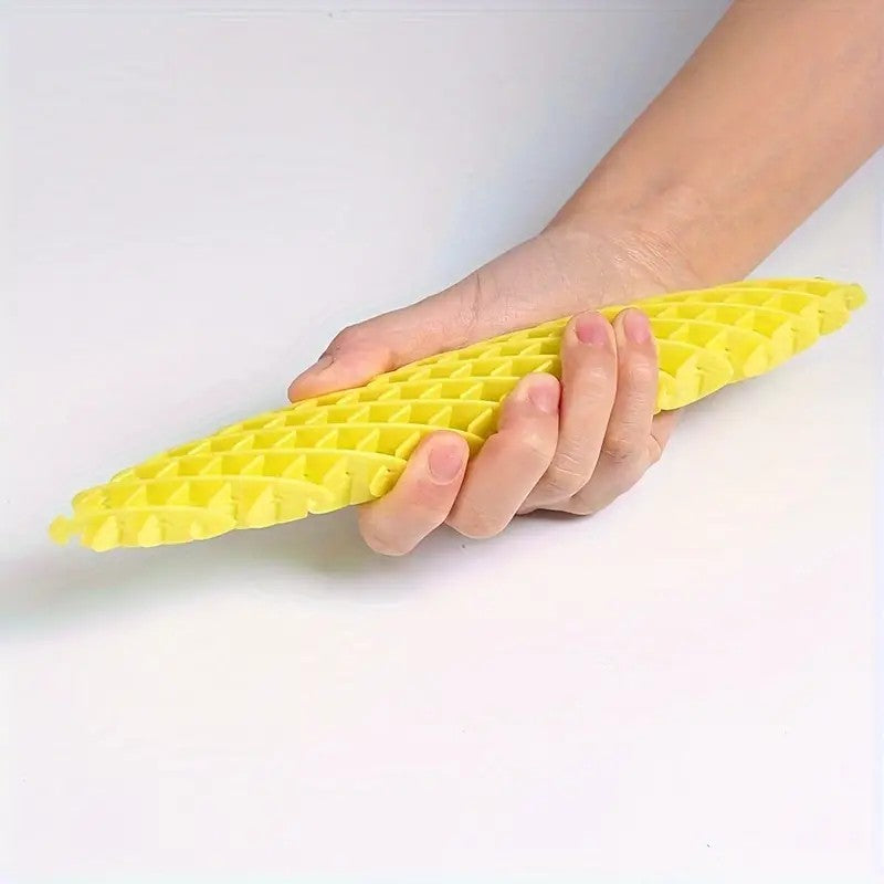 Jucarie Worm Fidget de Decompresie, Klevo, Anti Stres, Dimensiune Compacta 10 cm, Dimensiune Extinsa 24.5 cm, Galben