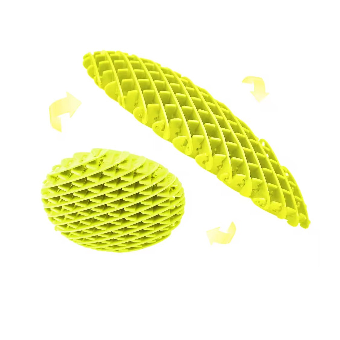 Jucarie Worm Fidget de Decompresie, Klevo, Anti Stres, Dimensiune Compacta 10 cm, Dimensiune Extinsa 24.5 cm, Galben