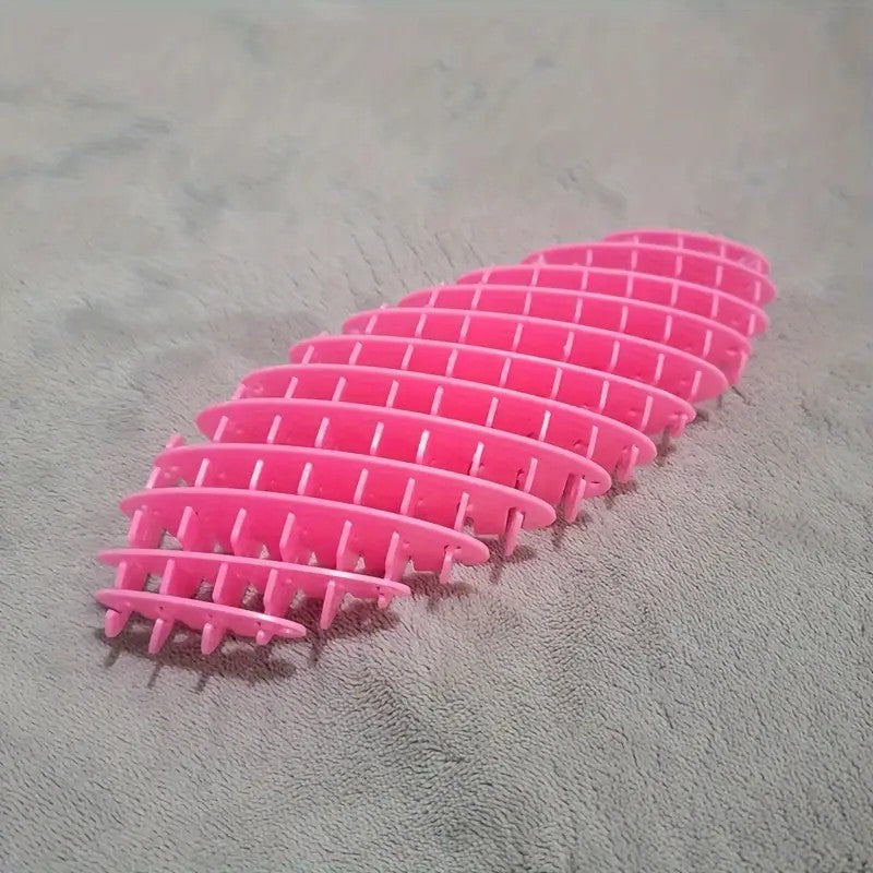 Jucarie Worm Fidget de Decompresie, Klevo, Anti Stres, Dimensiune Compacta 10 cm, Dimensiune Extinsa 24.5 cm, Roz