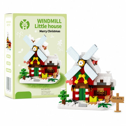 Set de Constructie, Klevo, Model Miniatura Moara de Vant, Jucarie Educativa STEM, Model 3D, Micro-Caramizi, 288 piese, +6 Ani, cm, 11.5 x 8 x 4.5 cm, Verde