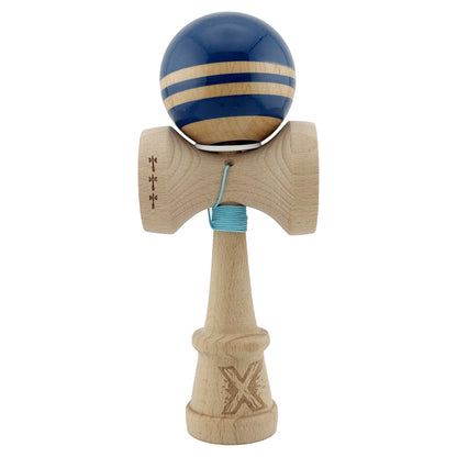 Kendama X Originala RAINBOW, Profesionala, Klevo, Cupe Mari KING SIZE V3, Super Sticky, Gaura in Baza, Rulment Metalic, din lemn 18 cm, Ata 62/65 cm, Albastru/Maro